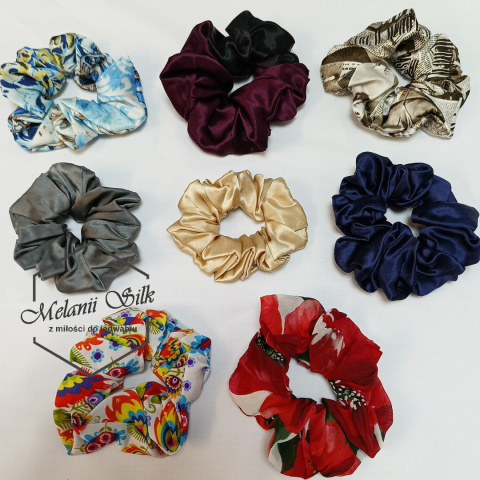 Duża mocna jedwabna gumka do włosów scrunchie - wysyłka w 48h