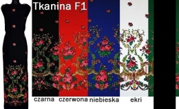 Korona tkanina ludowa krepa wzór góralski z 1 strony 5 kolorów